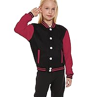 Girls Boys Varsity Jacket Casual Baseball Outwear Kids Basic Snap Button Tops Sweatshirts Lightweight Athletic Coat