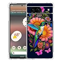 Case for Google Pixel 7a,Hummingbird Butterfly Flowers Drop Protection Shockproof Case TPU Full Body Protective Scratch-Resistant Cover for Google Pixel 7a