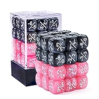 36pcs 12mm Positive and Negative Dice Counters Pink&Black Set, Small Token Dice Loyalty Dice Compatible with MTG, CCG, Card Games