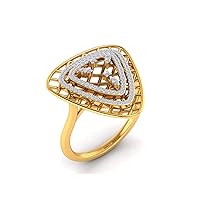 VVS Certified Triangle Shape Ring 14K White Gold/Yellow Gold/Rose Gold With 0.32 Carat Round Shape Natural Diamond Engagement Ring For Women
