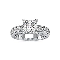 10 CT Princess Colorless Moissanite Engagement Ring for Women/Her, Wedding Bridal Ring Sets, Eternity Sterling Silver Solid Gold Diamond Solitaire 4-Prong Set