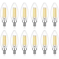 Sigalux E12 LED Bulb Candelabra Base Dimmable, LED Chandelier Light Bulbs, 60 Watt Equivalent Candelabra LED Light Bulbs, B10 2700K Soft White, Type B Filament Candle Light Bulbs UL Listed, 12 Pack