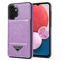 Protective Case Compatible with Samsung Galaxy A13 5G Card Slot Phone Case Leather Phone Case Bracket Type Phone Case Compatible with Samsung Galaxy A13 5G Case Shell Cover (Color : Purple)