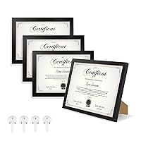 Nacial Picture Frames 8.5x11 Set of 4, Black Graduation Picture Frame, Diploma Frame Certificate Document Frame, Picture Frames Collage for Wall and Tabletop