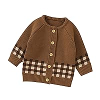 Girls Sweats Baby Girl Boy Knit Cardigan Sweater Warm Pullover Tops Toddler Infant Plaid Outerwear Knitting Baby Girl
