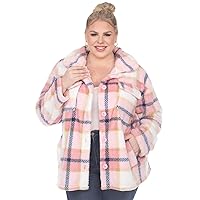 Women's Plus Size Plaid Shacket with Front Pockets and Button Closure