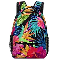 Printed Tropical Floral Backpack Bookbag Cute Funny Printed Graphic for Book Study Travel