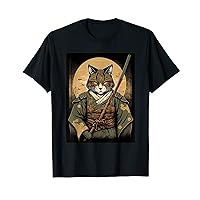 Japanese Art Cat Ninja Ukiyo-e Anime Style Samurai Cat T-Shirt