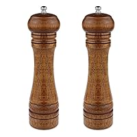 2PCS Salt and Pepper Grinder, Solid Wood Sea Salt and Pepper Shakers, Pepper Mill & Salt Mill With Adjustable Coarseness, Premium Spice Grinder Easy To Use 8 INCH, Ideal Gift for Parents & Friends