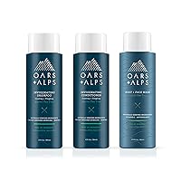 Oars + Alps Men's Sulfate Free Hair Shampoo, Conditioner, and Body Wash Kit, Moisturizing Skin Care Infused with Witch Hazel and Tea Tree Oil, Alpine Tea Tree Scent