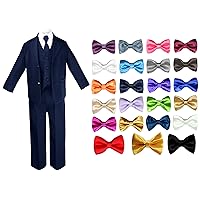 6pc Baby Infant Toddler Boy Teen Formal Wedding Navy Suit Extra Bow Tie Sm-4T