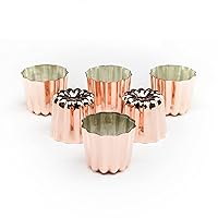 Hakart Set of 6 Copper Canele Molds 2.1 Inch, Traditional Size French Caneles, Nonstick Pastry Caneles