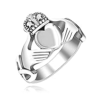 Stainless Steel Heart Claddagh Ring Irish Love Loyalty Rings Wedding Band for Men Y2145