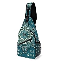 Paisley Bandana Print Sling Backpack Multipurpose Crossbody Shoulder Bag Printed Chest Bag Travel Hiking Daypack