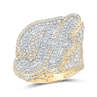 The Diamond Deal 10kt Two-tone Gold Mens Baguette Diamond H Initial Letter Ring 9 Cttw
