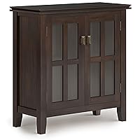 SIMPLIHOME Artisan SOLID WOOD 30 Inch Wide Contemporary Low Storage Cabinet in Tobacco Brown, For the Living Room, Entryway and Family Room