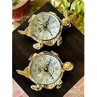 Vintage Turtle Desk Clock Brass Nautical Table Clock for Home Decor Pack of 2