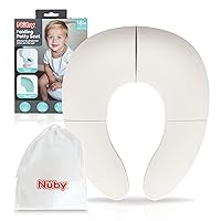 Nuby Folding Potty Seat and Bag - Toddler Travel Essential - Travel Toilet Seat for Toddlers 18+ Months - White