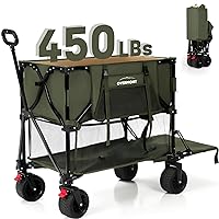 400L Foldable Double Decker Wagon - Large Capacity Collapsible Wagon Cart- 52