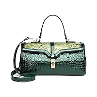 Patent Leather Handbag for Women Vintage Crocodile Print Tote Large Capacity Top Handle Satchel Stylish Shoulder Bags