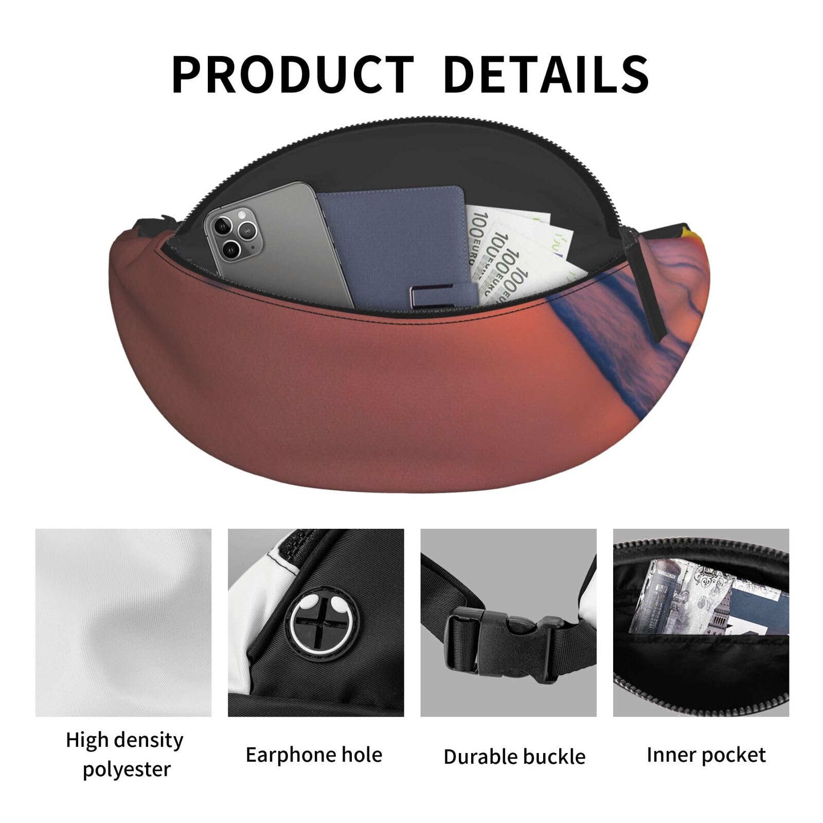Octopus Beach Sunset Fanny Pack For Women And Men Fashion Waist Bag With Adjustable Strap For Hiking Running Cycling