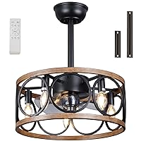 Drum Ceiling Fan with Lights, Farmhouse 18