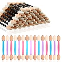 Eyeshadow Applicators, MORGLES Black& Colorful Eyeshadow Applicator Double Sided Eye Makeup Applicators Short Sponge Eyeshadow Applicator for Women Girls-65 Count