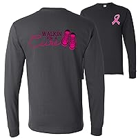 Walkin for A Cure Breast Cancer Awareness Front&Back Mens Long Sleeves