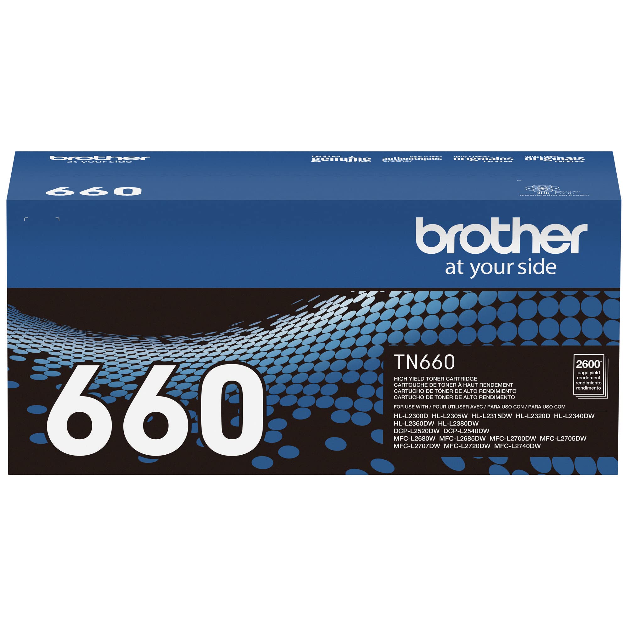 Brother Genuine High Yield Toner Cartridge, TN660, Replacement Black Toner, Page Yield Up to 2,600 Pages, Amazon Dash Replenishment Cartridge