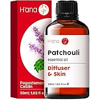 H’ana Patchouli Oil for Diffuser & Aromatherapy - 100% Natural Patchouli Essential Oil for Skin - Patchouli Oil for Body, Perfume & Candle Making (1 fl oz)