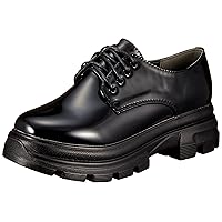 Women's Chunky Sole Plain Toe Oxford Lace-up Shoes