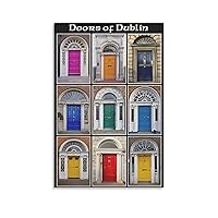 Beautiful Dublin Door Wall Art Colorful Front Door Wall Art Old Door Wall Art Canvas Posters Prints Picture for Living Room Bedroom Office Kitchen Decor 16x24inch(40x60cm) Unframe-Style