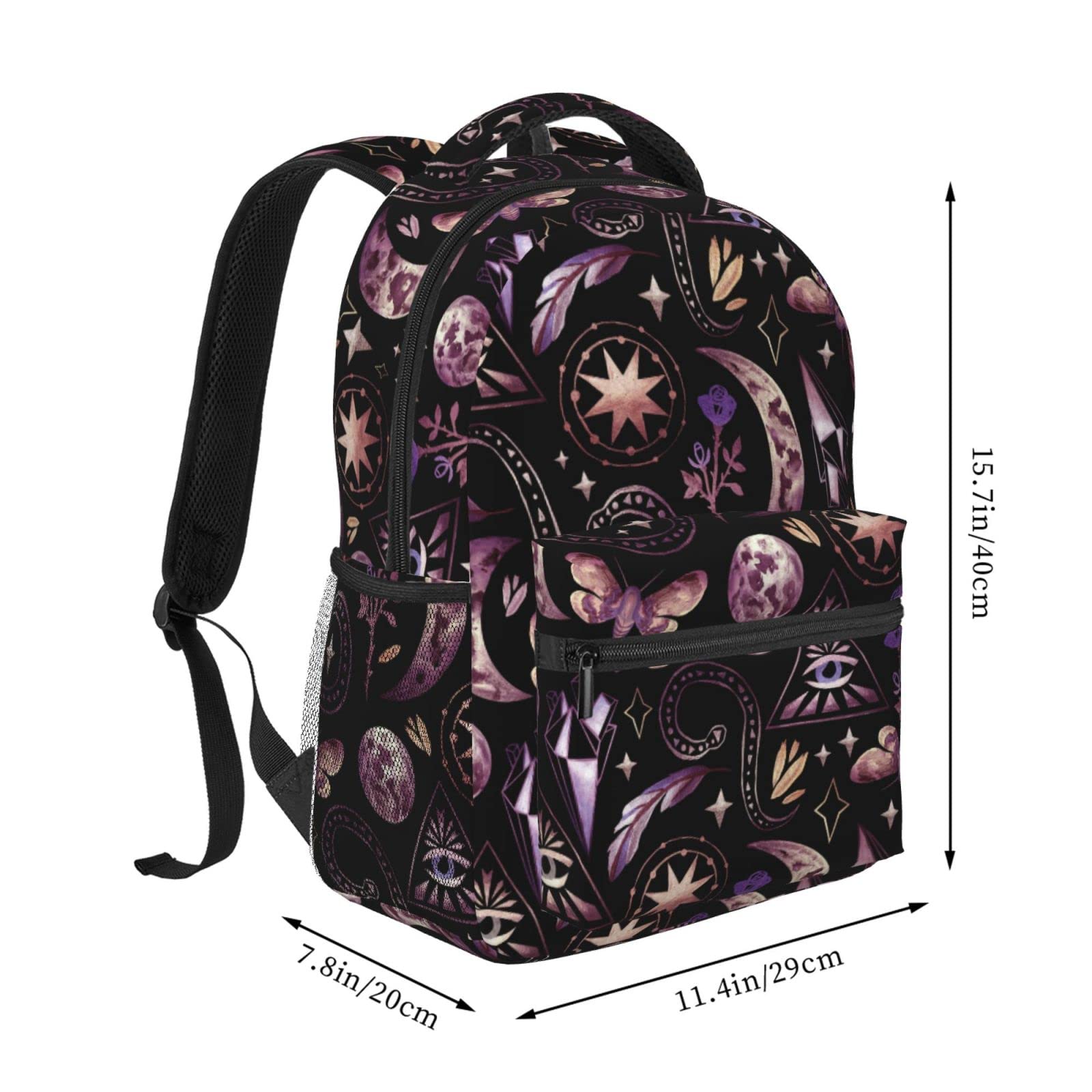 DADABULIU School Backpack Tarot Moon Butterfly Magic Goth for Women Girl Student Bookbag Durable Casual Daypack Teens College Lightweight Hiking Travel Bag Over 3 Years Old