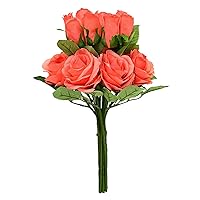 Artificial/Fake/Faux Flowers - Roses with 2 Blooms Coral 10PCS for Wedding, Home, Party, Restaurant