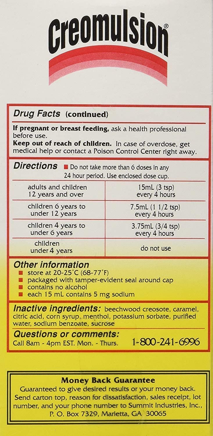 Creomulsion Cough Medicine Adult Formula 4 oz (Pack of 6)