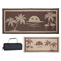 TO8187 Brown/Beige 8' x 18' Tropical Oasis Mat, 1 Pack