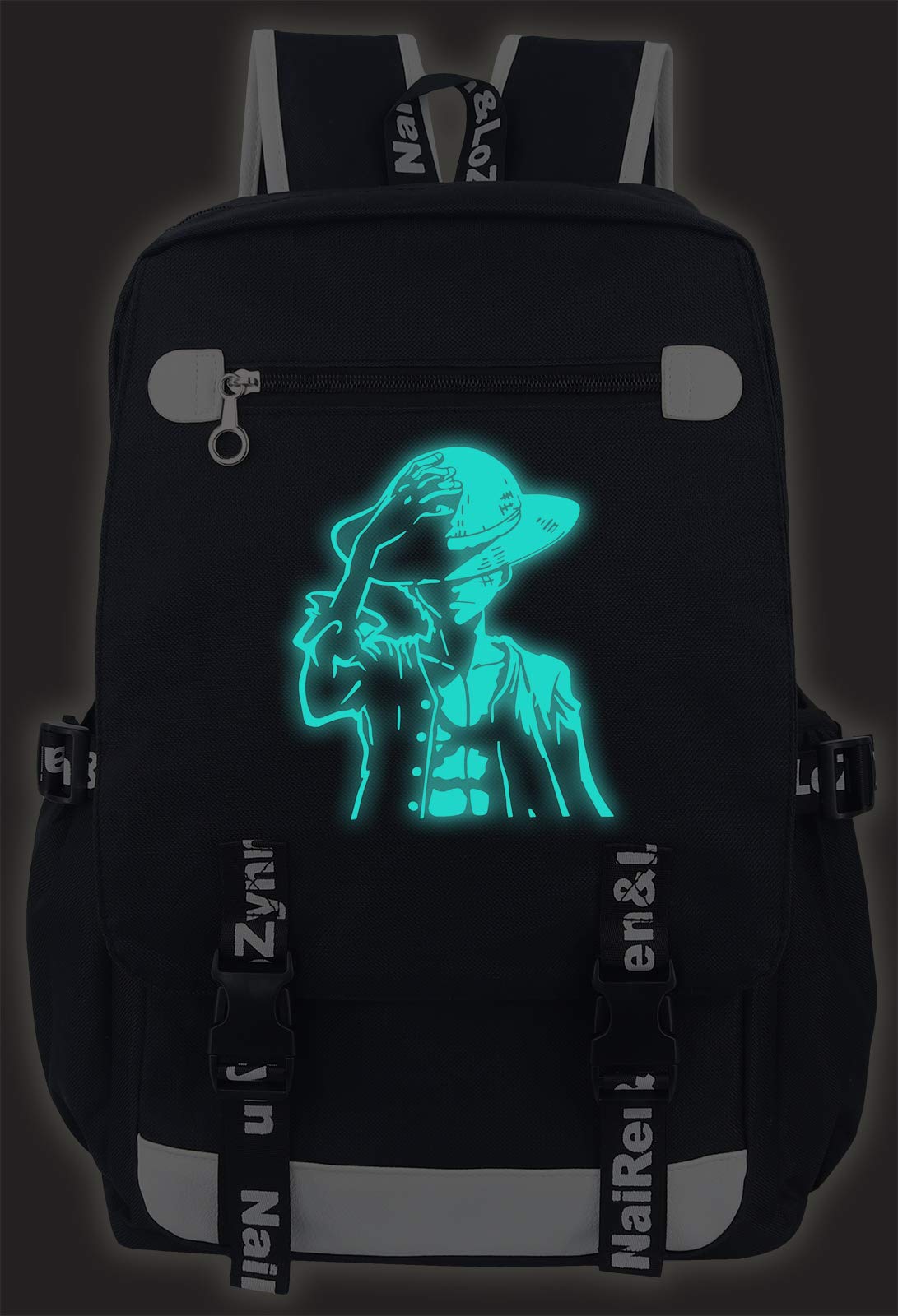 Roffatide Anime One Piece Luminous Backpack Oxford Black Large Capacity School Bag Laptop Back Pack