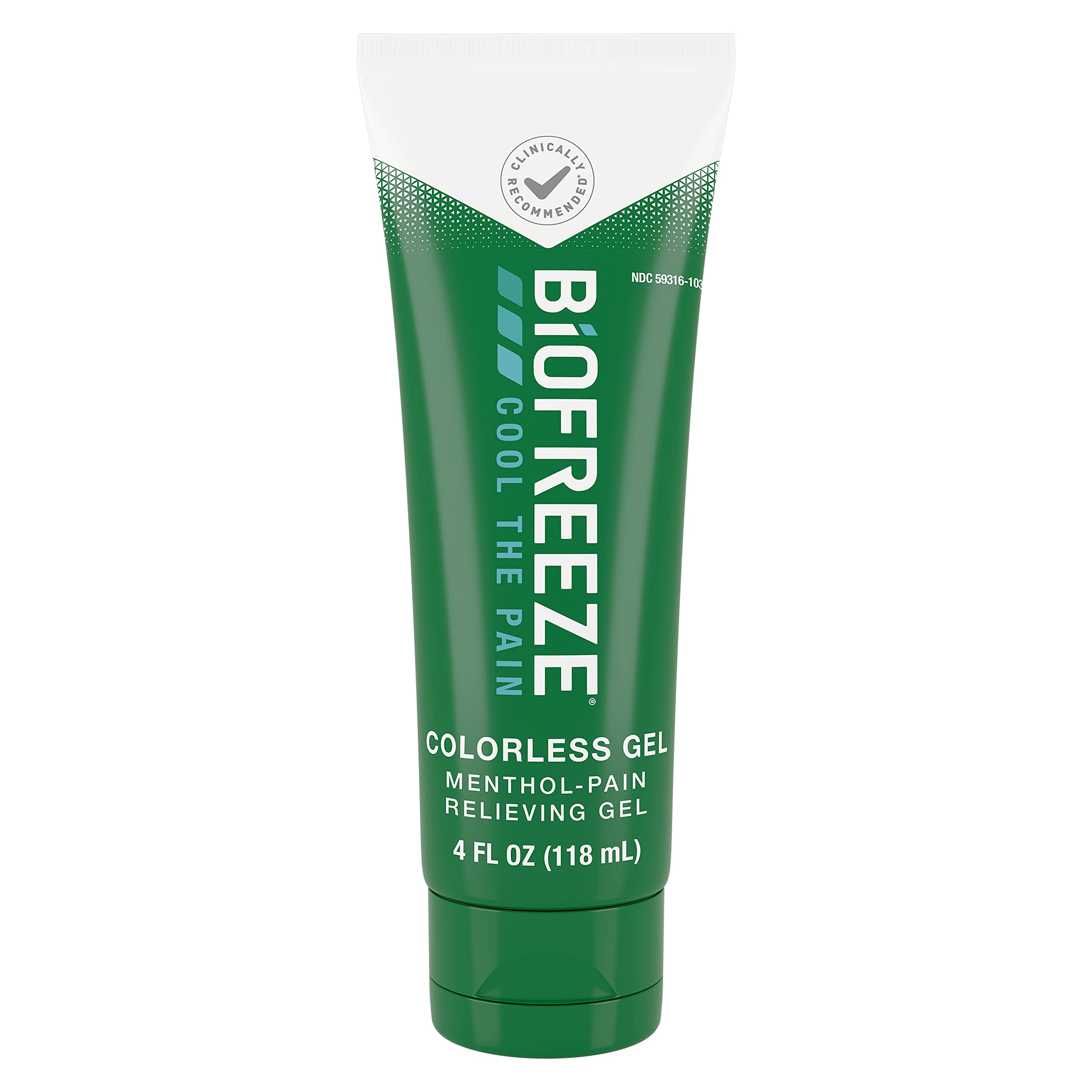 Biofreeze Menthol Pain Relieving Colorless Gel 4 FL OZ Tube For Pain Relief Associated With Sore Muscles, Arthritis, Simple Backaches, And Joint Pain (Packaging May Vary)