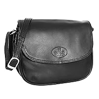 Womens Real Leather Crossbody Bag Ladies Casual Satchel Style Messenger Handbag Jazz, Black, Medium