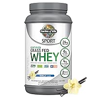 SPORT Whey Protein Powder Vanilla., Premium Grass Fed Whey Protein Isolate plus Probiotics for Immune System Health, 24g Protein, Non GMO, Gluten Free., Cold Processed - 20 Servings