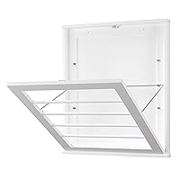 Whitmor MDF, Wood, Steel Wall Mounted Drying Rack for Storage, White