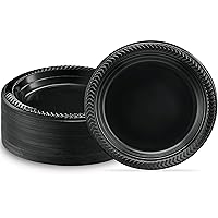 Bluesky Cuisine Black Round Plastic Plates - 6