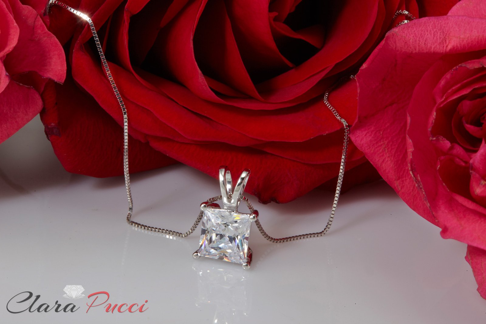 2.05 ct Brilliant Princess Cut Stunning Genuine Moissanite Ideal VVS1 D Solitaire Pendant Necklace With 16