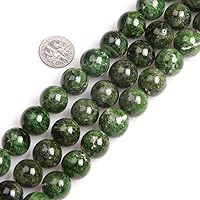 GEM-Inside 14MM Natural Green Diopside Round AAA Grade Gemstone Beads for Jewelry Making 15 Inches