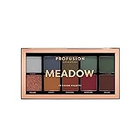 Profusion Cosmetics 10 Shade Eyeshadow Palette - High Pigmented Multi-Finish Colors, Vegan & Cruelty-Free, Create Stunning Looks On-the-Go - Travel-Friendly & Versatile Makeup, Meadow
