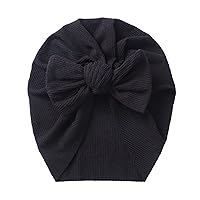 SHUBIAO Baby Accessories for Newborn Toddler Kids Baby Girl Boy Turban Cotton Beanie Hat Winter Cap Knot Solid Soft Hospital Caps (Color : Black, Size : 1 to 3 Years Old)