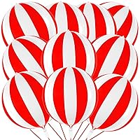 KALOR 22 Inch Red and White Foil Balloons,10 Pcs Red White Stripe Large 4D Giant Round Mylar Balloon for Christmas Party Decorations New Years Eve Party Supplies 2024
