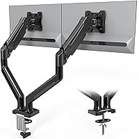 BONTEC Dual Monitor Desk Mount for 13-32 Inch Screens, Ergonomic Gas Spring Arm Stand with Cable Management, Tilt, Swivel, Rotation, VESA 75x75, 100x100mm