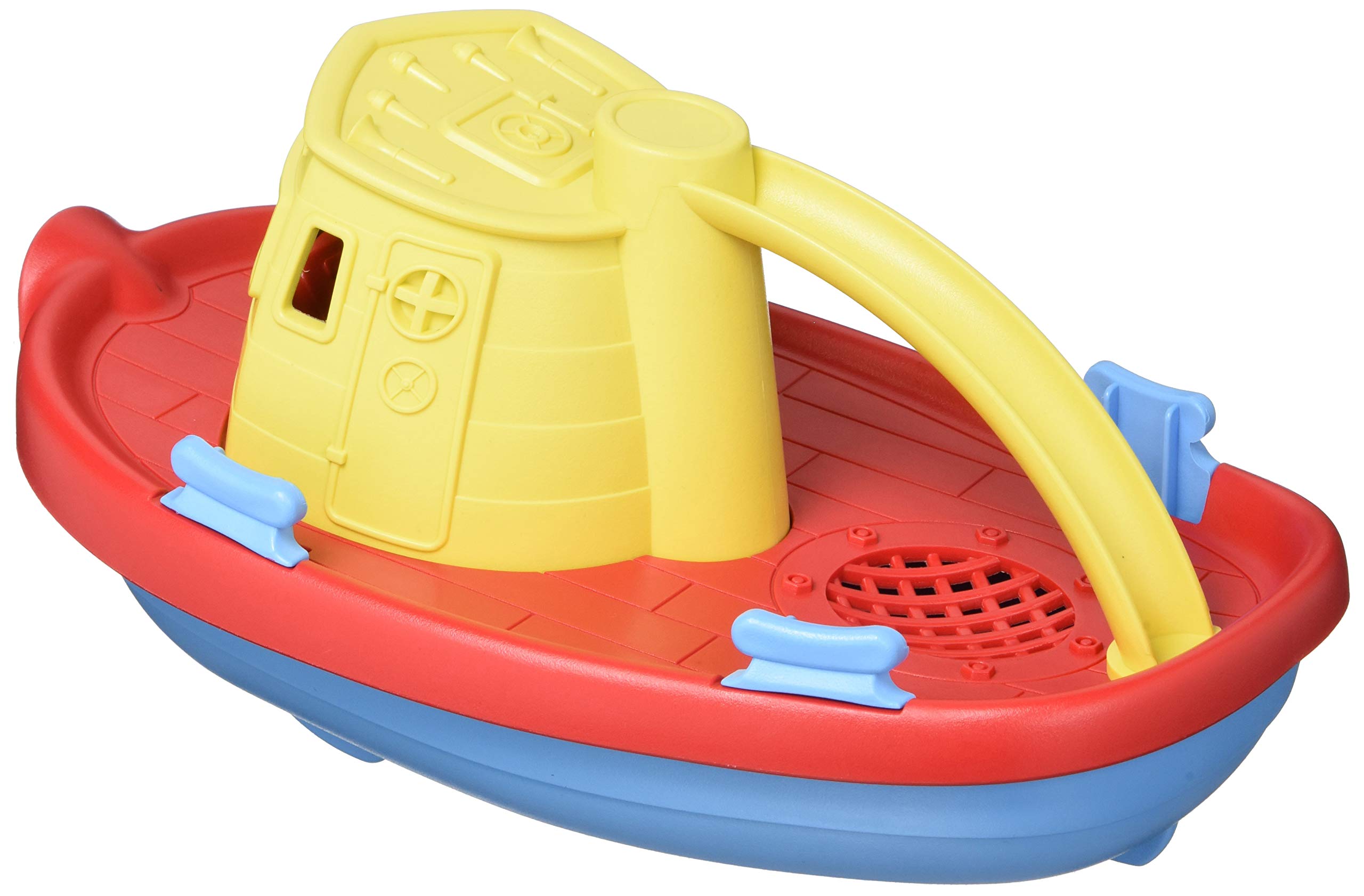 Green Toys Tugboat, Assorted CB - Pretend Play, Motor Skills, Kids Bath Toy Floating Pouring Vehicle. No BPA, phthalates, PVC. Dishwasher Safe, Recycled Plastic, Made in USA.