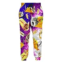 Loveternal Unisex Anime Pants Joggers Taco Pirate Cat Long Trouser Graphic Hipster Party Weird Jogging Pants Novelty Lavender Festival Jogging Pants Sweatpants for Teen XXL
